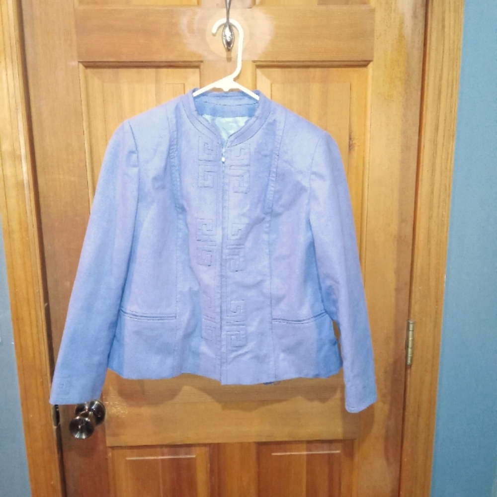 Designed by James Chen lilac purple suede blazer jacket